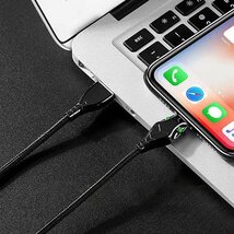 iPhone iPad ライト搭載 光る 充電ケーブル 1M 急速充電 高速転送 USB ライトニング ケーブル タイプ 充電器 断線に強い 大蛇 亜鉛合金_画像8