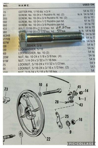 ボルト 7/16-20x2-1/4 クローム 六角 アイアン 片ハブ ドラム アンカーボルト OEM 4680 VT 37-0260 フロントドラム 33.4 ナロー フォーク