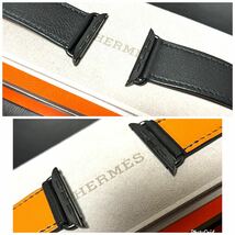 美品 Apple watch HERMES 49mm 45mm 44mm 42mm適応 アトラージュ レザーバンド アップルウォッチ エルメス 純正 正規品 ベルト ブラック 黒_画像10