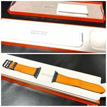 美品 Apple watch HERMES 49mm 45mm 44mm 42mm適応 アトラージュ レザーバンド アップルウォッチ エルメス 純正 正規品 ベルト ブラック 黒_画像3