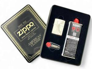 2T３★Zippo/ジッポー★ 春山 鯉の滝登り STERLING スターリング シルバー 2004年 オイルライター