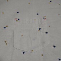星柄Tシャツ 半袖 胸ポケット 白 Mサイズ レディース_画像3