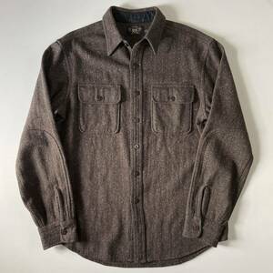 【傑作】RRL “Wool Blend CPO Overshirt” M ブラウン ウール シャツ ジャケット ミリタリー ネップ Ralph Lauren ヴィンテージ