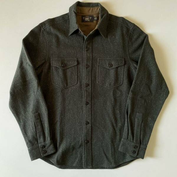 RRL “Wool Blend CPO Overshirt” M モス グリーン オリーブ ウール シャツ ジャケット ミリタリー ネップ Ralph Lauren ヴィンテージ