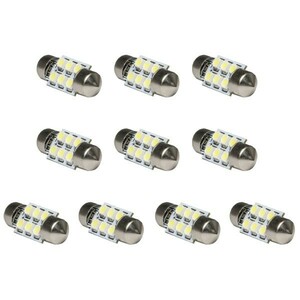 10個セット●● 12V SMD6連 T10×28mm LED 電球 両口金 ルームランプ ホワイト