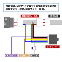 配線図付き E11 ノート ドアミラー サイドミラー 自動格納キット Nタイプ オートリトラクタブルミラー キーレス連動_画像3