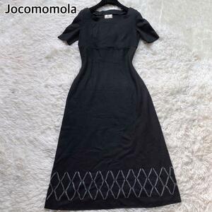 Jocomomola ホコモモラ マキシ丈 ロング ワンピース ブラック 大きいサイズ 刺繍デザイン 42 ヴィンテージ 