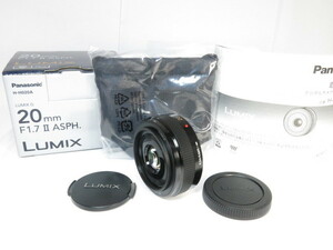 【 美品 】Panasonic LUMIX G 20mm F1.7II (2型) ASPH. H-H020A レンズ・ポーチ・元箱付き パナソニック [管PN2356]