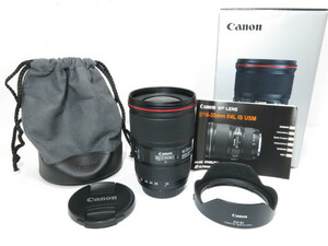 【 中古品】Canon EF 16-35mm F4L IS USM EW-82純正フード・純正LP1219ポーチ 元箱付 キャノン [管CN2364]