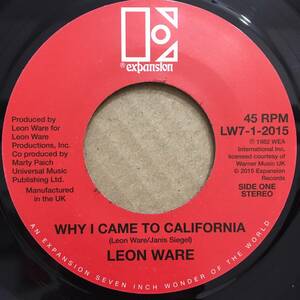 新品 7” ★ Leon Ware - Why I Came To California ★ アナログ レコード muro kiyo koco オルガンバー サバービア funk45 フリーソウル