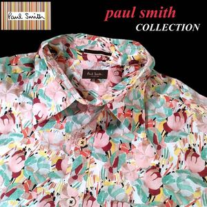 ★美品★Paul Smith collectionポールスミスコレクション 長袖シャツ 花柄シャツ XLサイズ コットン メンズ 最高級シャツ 総柄 日本製