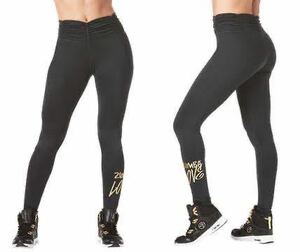 Zumba Love Rushed High Waisted Leggings [Bold Black)zmba одежда Gold Logo Rav леггинсы черный чёрный 