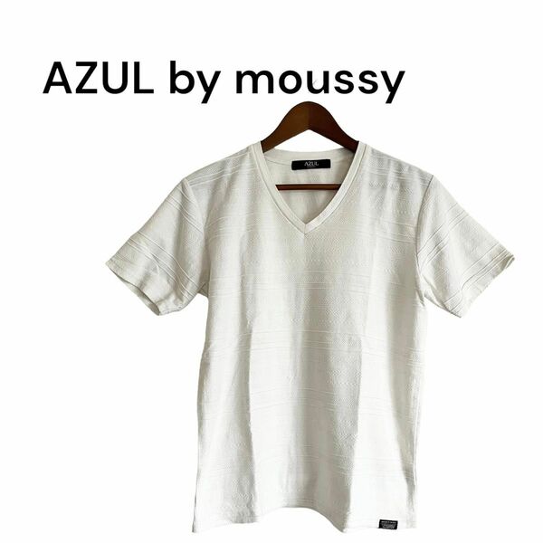 AZUL by moussy アズールバイマウジー 半袖Tシャツ メンズ 白 Vネック カットソー 無地 トップス