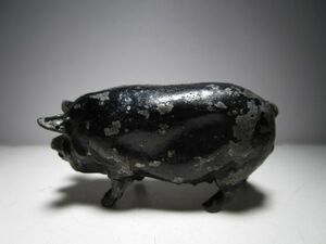 1930～40年代 ヴィンテージ 英国製 黒豚のオブジェ (Lead製) ラージサイズ ミニチュア玩具/ジオラマ玩具/古玩具