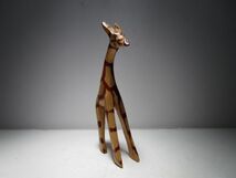 1970～80年代 ヴィンテージ プリミティブアート アフリカ民藝 木彫り キリンのオブジェ 8cmH_画像5