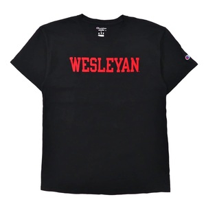 CHAMPION ビッグサイズ カレッジプリントTシャツ XL ブラック コットン WESLEYAN