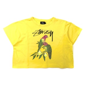STUSSY クロップド ロゴプリントTシャツ S イエロー コットン PARROTS TEE 日本製