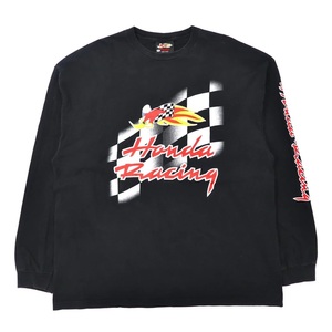 HONDA RACING ビッグサイズ ロングスリーブTシャツ 3XL ブラック ウッディウッドペッカー 袖ロゴ 90年代 ハイチ製