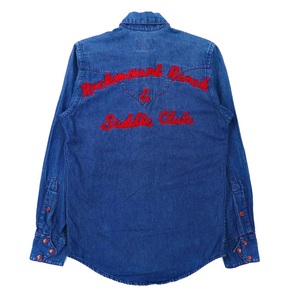 ROCKMOUNT RANCH WEAR デニムウエスタンシャツ M ブルー バックロゴ刺繍