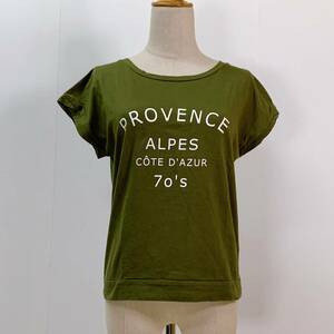 S2361 a la mode marche レディース Tシャツ 半袖 人気 M 綿100% 万能 シンプルデイリーカジュアル モスグリーン 前プリント