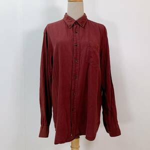 S2552 UNIQLO ユニクロ メンズ シャツ 長袖 人気 XL 無地 万能 シンプルデイリーカジュアル ワインレッド ボタンダウンカラー 袖ボタン