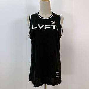 S2611 LIVEFIT ユニセックス タンクトップ 人気 L 黒 ビッグロゴ 万能 人気 スポーティチックスタイル メッシュ