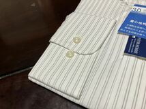 STEMTOR　HOMME☆白地×グレーストライプワイシャツ　レギュラーカラー　L(41-80)　 立体裁断採用_画像4