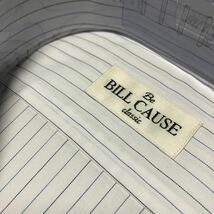 百貨店販売品　BILL CAUSE☆形態安定　白地　黒×青ピンストライプワイシャツ　L(42-82)　レギュラーカラー　送料無料_画像5