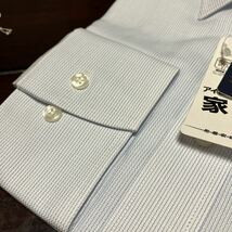 TED　LAPIDUS☆白地×サックスブルーストライプ　形態安定ワイシャツ　L(41-82)　レギュラーカラー　立体裁断_画像3