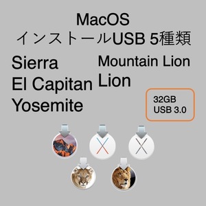 MacOS インストール用USB 5種類 （Sierra,El Capitan,Yosemite,Mountain Lion,Lion） [1]