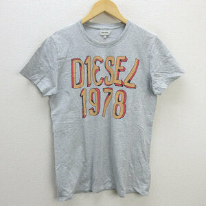 Q■ディーゼル/DIESEL アメカジプリントTシャツ■灰【メンズS】MENS/78【中古】