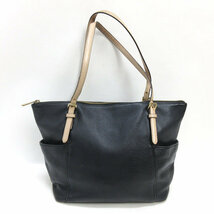 G■マイケルコース/MICHAEL KORS レザートートバッグ/黒/BAG/LADIES■95【中古】_画像1