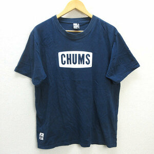 G# Chums /CHUMS Chums Logo принт футболка [L] темно-синий /men's/73[ б/у ]#