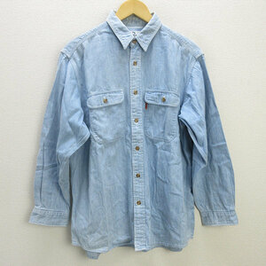 D■リーバイス/LEVI’S 長袖デニムシャツ/ワークシャツ【M】水色/MENS/148【中古】