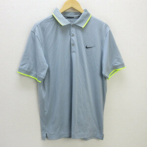 G■ナイキ/NIKE GOLF 半袖ドライポロシャツ/ゴルフウエア【XL】青系/men's/66【中古】■