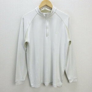 G■ナイキ/NIKE GOLF ハーフジップドライゴルフシャツ【XL】白/men's/130【中古】■
