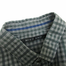 G■ニコアンド/NIKOAND 長袖シャツ/チェック柄【3】緑/men's/138【中古】■_画像2