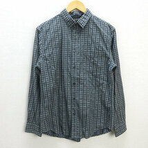 G■ニコアンド/NIKOAND 長袖シャツ/チェック柄【3】緑/men's/138【中古】■_画像1