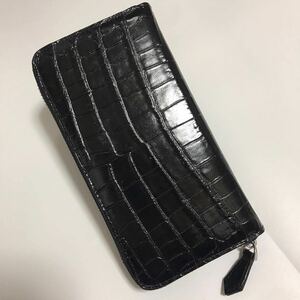 1点限定　黒　本革 クロコダイル 長財布ワニ革 スマホも入れます　人気商品/男女兼用　小銭入れあり