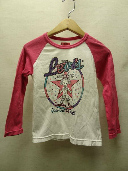 全国送料無料 リーバイス Levi's 子供服 キッズ 女の子 プリント ベースボールタイプ長袖Tシャツ 110
