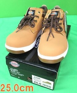 未使用 D-3309 ブラウン 安全靴 25.0cm 4E ディッキーズ Dickies 鋼製先芯 ジッパー 4E JSAA 作業靴