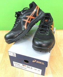 未使用 asics アシックス ウィンジョブ FCP106 ワーキングシューズ 9009 ブラック オレンジ 26.5cm 安全靴 作業靴