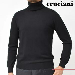 美品 クルチアーニ Cruciani 27ゲージ×9ゲージ ウール タートルネックニット セーター ブラック 黒 S相当 44サイズ 長袖 メンズ