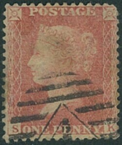 外国切手　イギリス　使用済み　1854-55年　1ｐ　スコットNo.11