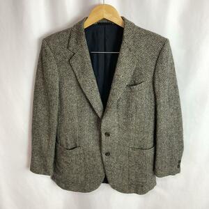 古着 CHESTER BARRIE ヘリンボーン ツイードジャケット白黒 A４S