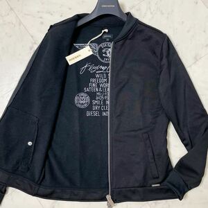 極美品/Lサイズ● DIESEL ディーゼル トラックジャケット ブルゾン ジャージ ジップアップ ロゴプレート Wジップ 裏地デザイン ブラック 黒