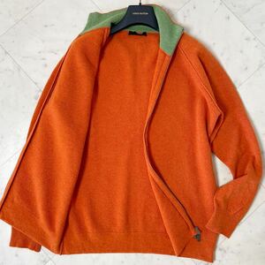 美品/XLサイズ☆ Zegna Sport ゼニア スポーツ ニット ジャケット ブルゾン ドライバーズニット Wジップ 高級感◎ 大きいサイズ オレンジ