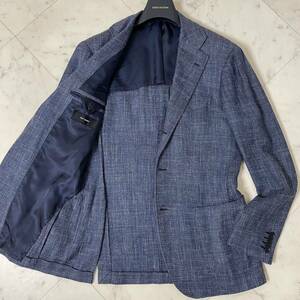 美品/Lサイズ★ RING JACKET リングヂャケット テーラードジャケット ブレザー アンコン size48 ウール シルク 高級感◎ 日本製 ネイビー