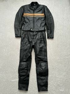 GERAIROW SUZUKI sizeL レザースーツ つなぎ レーシングスーツ バイカースーツ スズキ 当時モノ ブラック 黒 メンズ