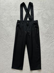 美品 BLACK COMME des GARCONS sizeS 肩紐付き ブラック ウールパンツ 黒 サスペンダー サロペット ブラック コムデギャルソン オールイン